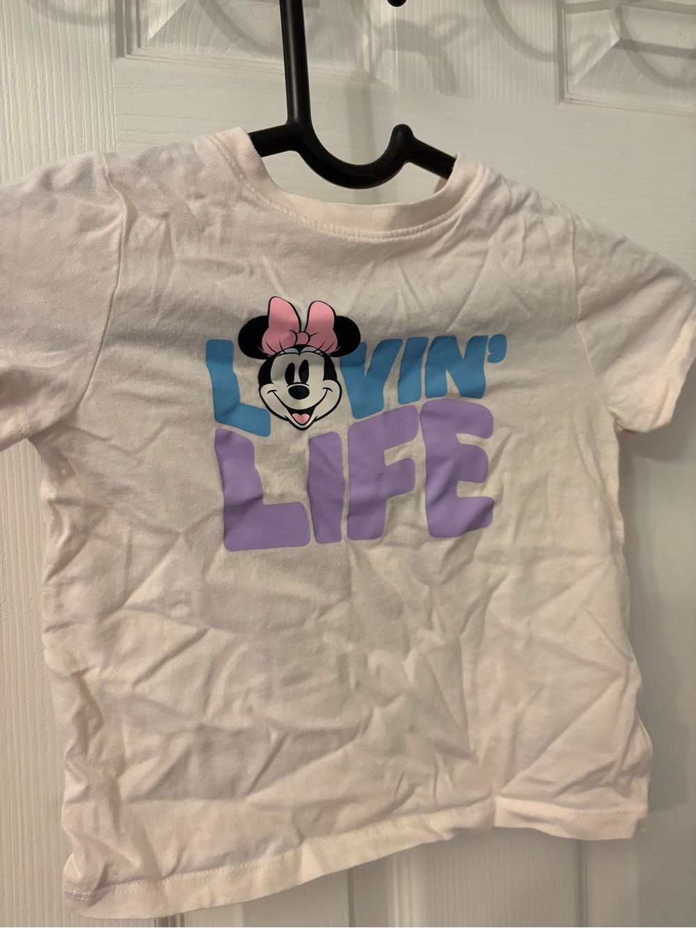 Old Navy White Minnie 'Lovin' Life' Graphic Tee with Pink Bow
